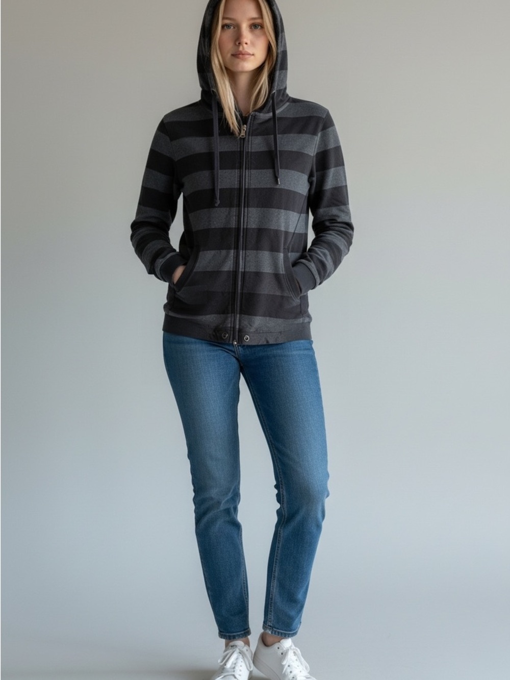 Calvin Klein Striped Zip Up Hoodie